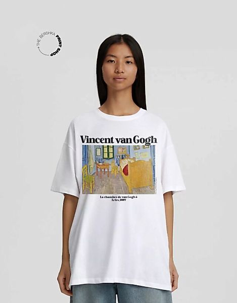 Bershka Oversize-T-Shirt Vincent Van Gogh Mit Kurzen Ärmeln Und Print Damen günstig online kaufen