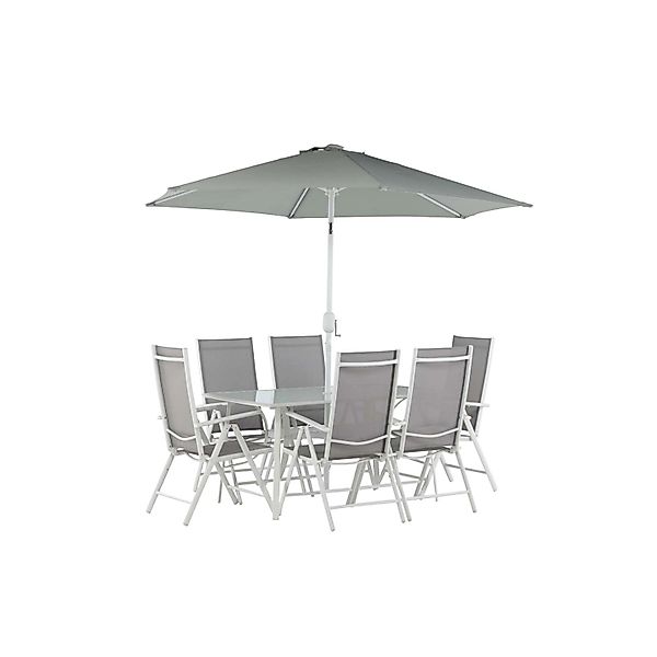 ebuy24 Brekki Gartenset Tisch 90x150cm Weiß 6 Stühle Weiß günstig online kaufen