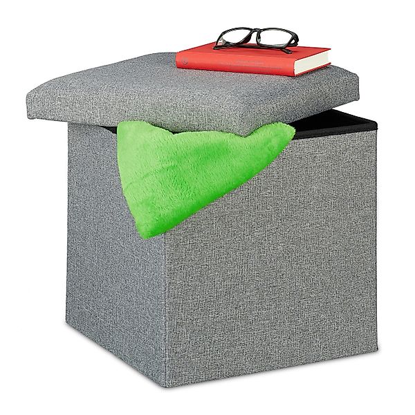 relaxdays Sitzhocker mit Stauraum, hellgrau günstig online kaufen