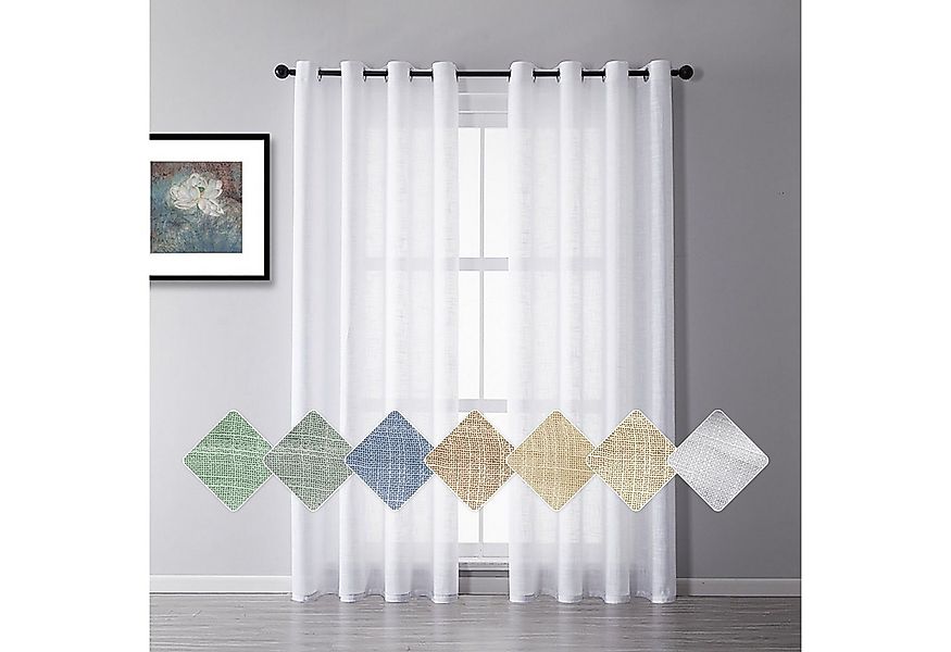BYSURE Gardine (2 St), Ösen, transparent, Voile, Leinenoptik Vorhang günstig online kaufen