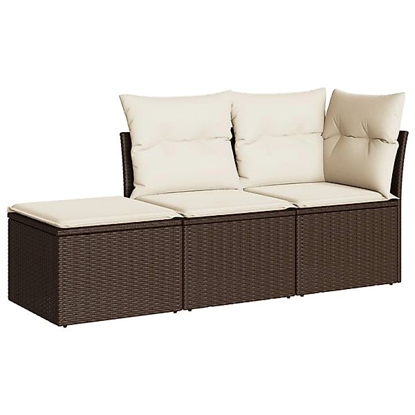 vidaXL 3-Tlg Garten-Sofagarnitur mit Kissen Braun Poly Rattan 3249312 günstig online kaufen