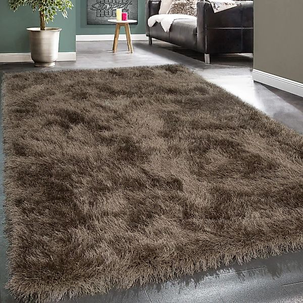 Paco Home Hochflor-Teppich "Glamour 300" rechteckig 70 mm Höhe Uni Farben, günstig online kaufen