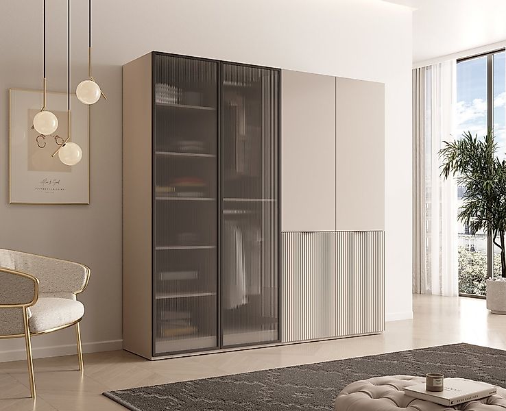 MOEBLO Drehtürenschrank MIINEWRA FLUTES 200 (Elegantes 2-tlg geriffeltem Gl günstig online kaufen