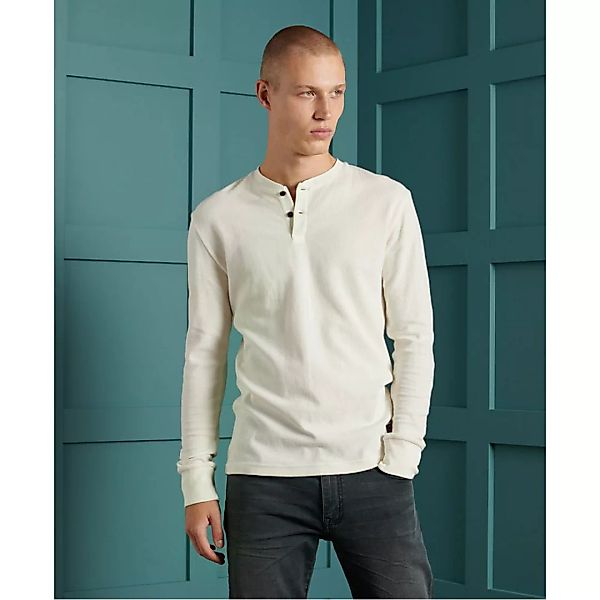 Superdry Micro Texture Henley Langarm-t-shirt 2XL Cream günstig online kaufen