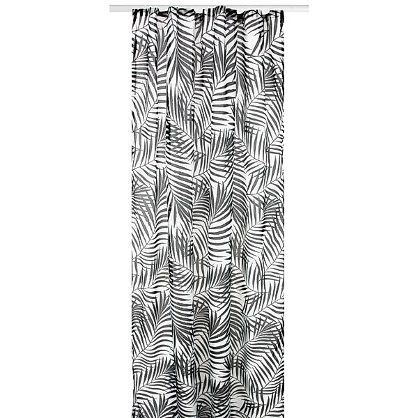 Arsvita Gardine Universalband 140 cm x 245 cm Voile mit Druck Schwarz Weiß günstig online kaufen