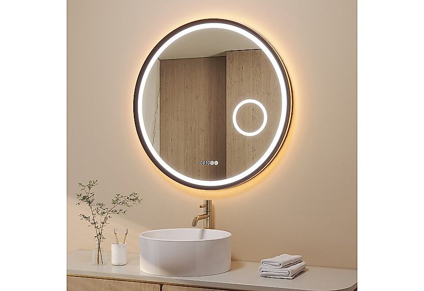 AQUABATOS Badspiegel Rund mit LED Beleuchtung 80 cm Wandspiegel dimmbar Bad günstig online kaufen
