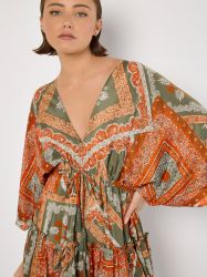 Apricot Minikleid Kaftan-Minikleid aus Satin mit günstig online kaufen
