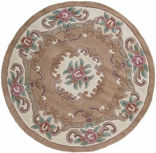 FLAIR RUGS Wollteppich "Aubusson" rund 10 mm Höhe Wolle, Teppich, Wohnzimme günstig online kaufen
