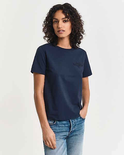 Gant T-Shirt "REG TONAL SHIELD SS T-SHIRT", Rundhals, Ton in Ton Stickerei günstig online kaufen