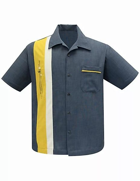 Steady Clothing Kurzarmhemd The Arthur Grau Retro Vintage Bowling Shirt Roc günstig online kaufen