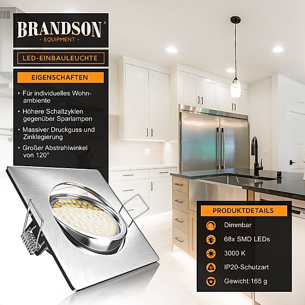 Brandson LED Einbaustrahler, schwenkbarer Deckenspot, Edelstahl günstig online kaufen