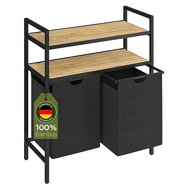 STEELSØN Ausziehwäschekorb Rigil aus Metall (2 Fächer mit 2 Bambus-Ablagen, günstig online kaufen