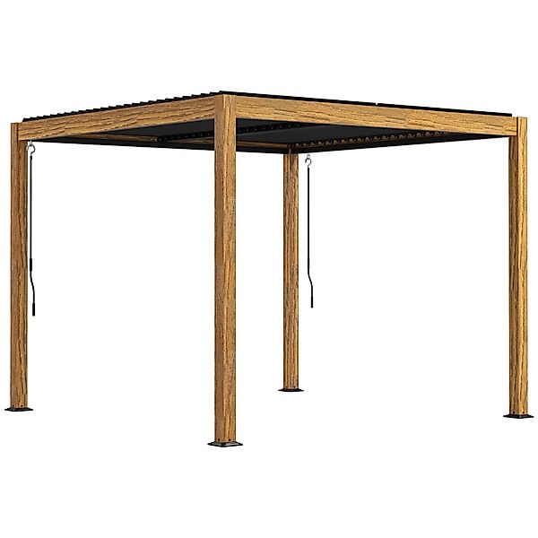 Outsunny Pergola Aluminium Gartenpavillon Naturholz 297L x 297B x 228Hcm günstig online kaufen