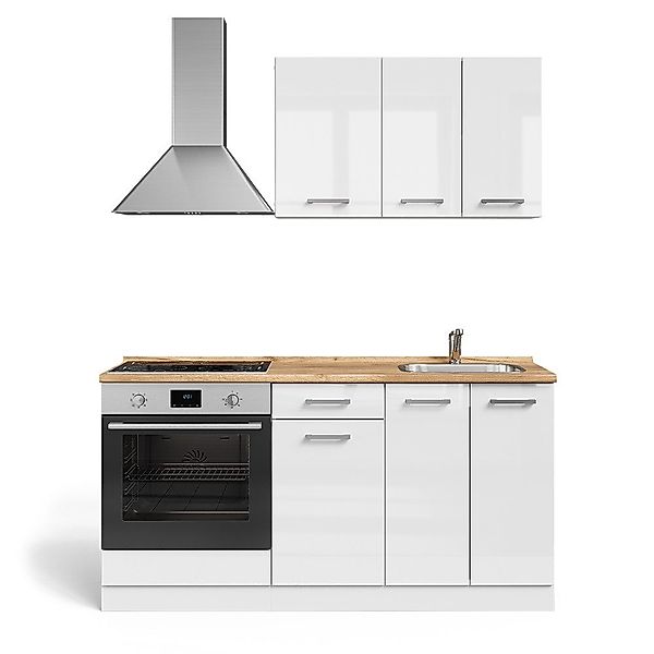 Vicco Küchenzeile R-Line, Weiß Hochglanz/Weiß, 160 günstig online kaufen