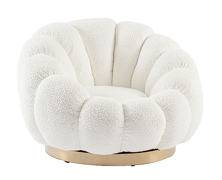 Bizzotto Drehsessel Florel aus Boucle-Stoff, Weiß, günstig online kaufen