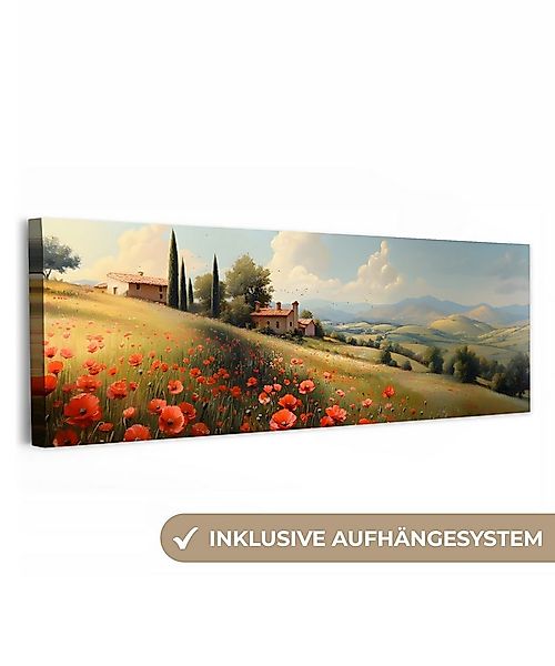 OneMillionCanvasses® Leinwandbild Panorama Mohnblumen - Rot - Hügel - Lands günstig online kaufen