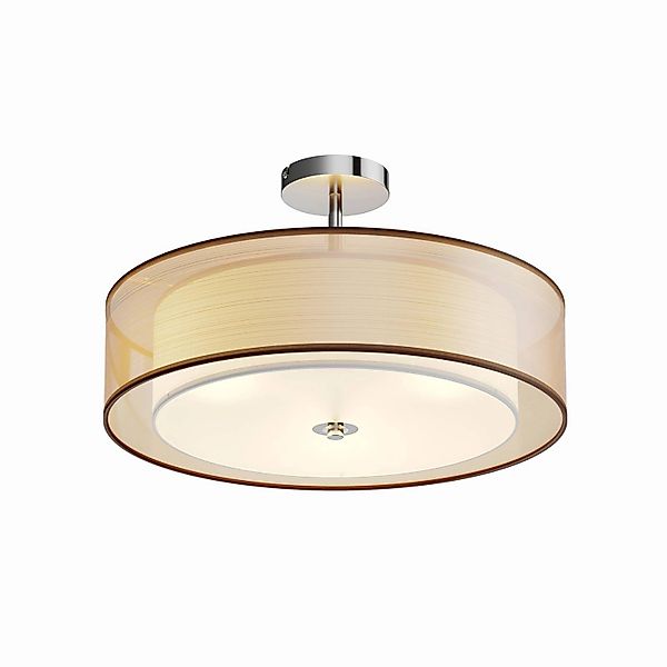 Lindby Deckenlampe Pikka 9620152 Modern in Braun aus Textil 3-flammig E27 W günstig online kaufen