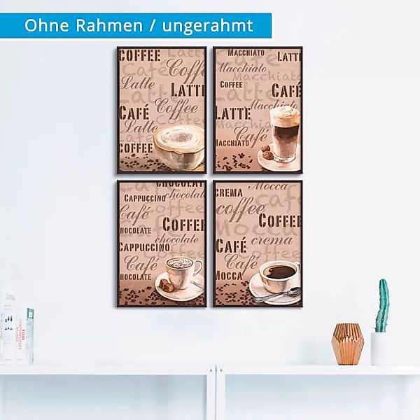 Artland Poster "Milchkaffee Latte MacchiatoChocolate", Getränke, (4 St.), P günstig online kaufen