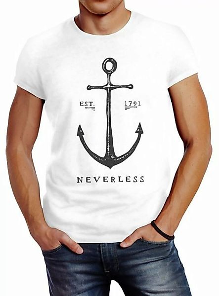 Neverless Print-Shirt Herren T-Shirt Anker Slim Fit Neverless® mit Print günstig online kaufen