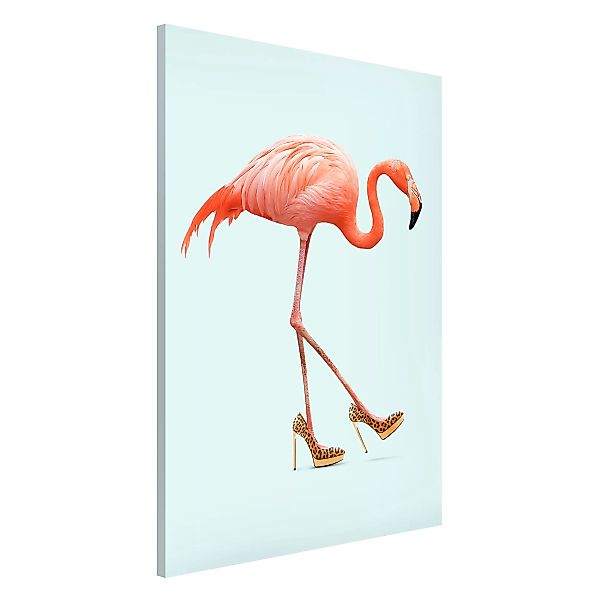 Magnettafel Tiere - Hochformat 2:3 Flamingo mit High Heels günstig online kaufen