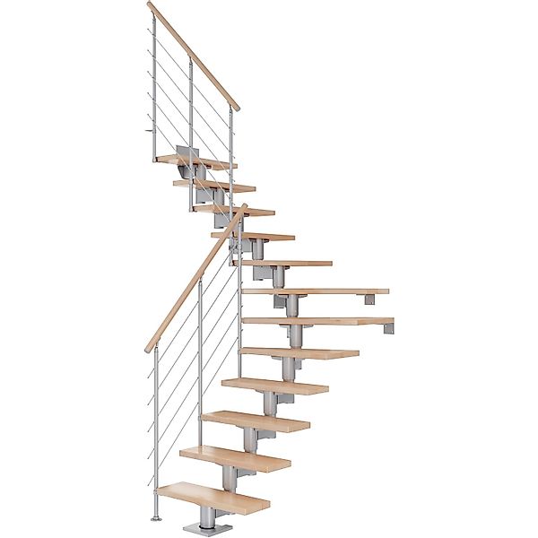 Dolle Mittelholmtreppe Cork Buche Perlgrau GH b. 337 cm 1/4 Gewendelt 75 cm günstig online kaufen