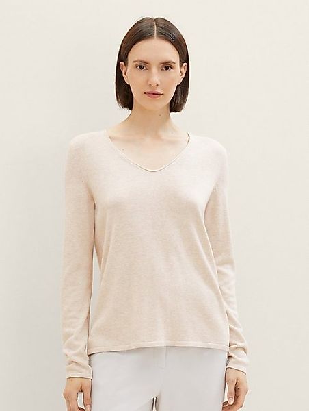 TOM TAILOR Strickpullover Dünner Strickpullover Basic V-Ausschnitt Stretch günstig online kaufen