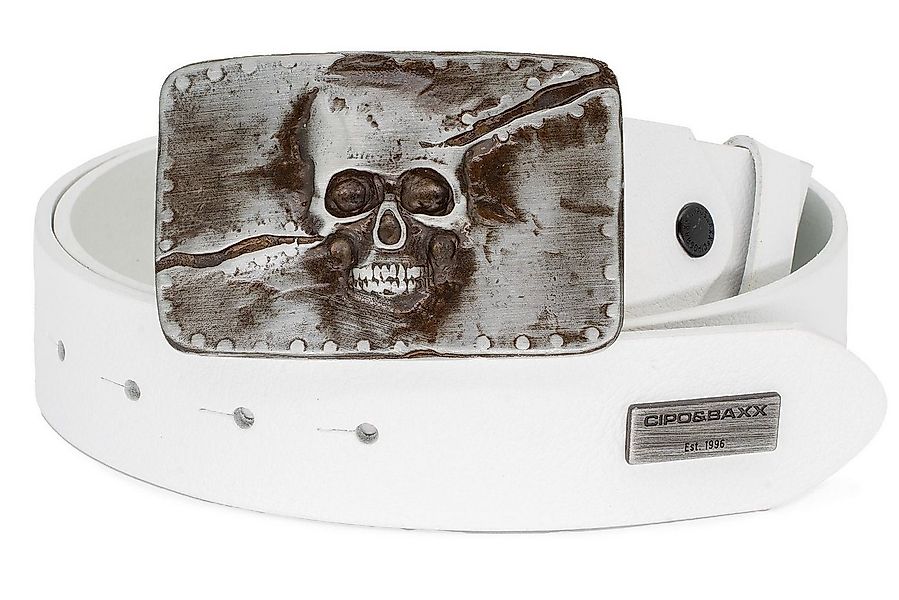 Cipo & Baxx Ledergürtel Herren Gürtel BA-CG170 White 100cm x 3,8cm (1-St) S günstig online kaufen