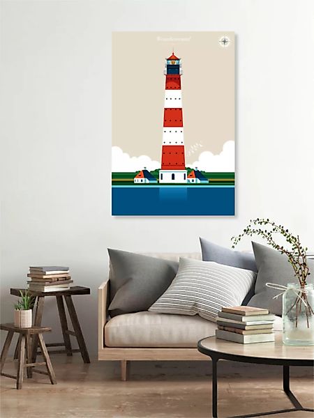 Poster / Leinwandbild - Leuchtturm Westerheversand günstig online kaufen