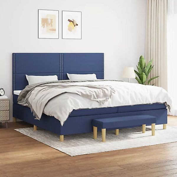 vidaXL Boxspringbett Boxspringbett mit Matratze Blau 200x200 cm Stoff Bett günstig online kaufen