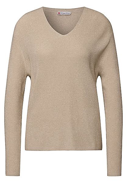 STREET ONE V-Ausschnitt-Pullover Glitzernder Pullover (1-tlg) günstig online kaufen