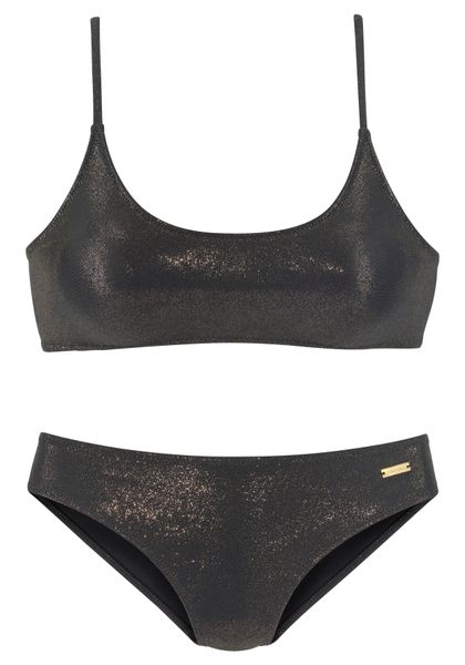 LASCANA Bustier-Bikini mit goldfarbener Glanzbeschichtung günstig online kaufen