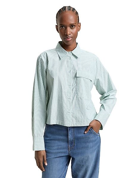 TOM TAILOR Denim Langarmbluse gestreift, kurze Form, mit Brusttasche günstig online kaufen