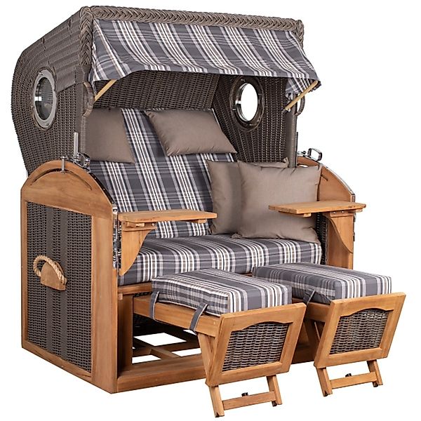 GarWoh Strandkorb Horum XL Teak PE Grey Dessin 522 günstig online kaufen