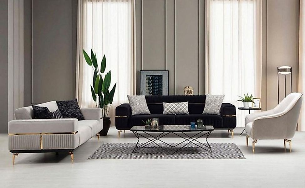 JVmoebel Polstergarnitur Luxus Sofagarnitur Sofa Polster Gruppe Sofas 3+3+1 günstig online kaufen