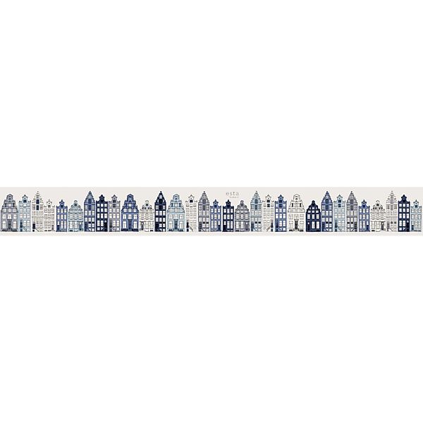 ESTAhome Xxl-Tapetenbordüre Amsterdamer Grachtenhäuser Blau 50 x 400 cm 157 günstig online kaufen