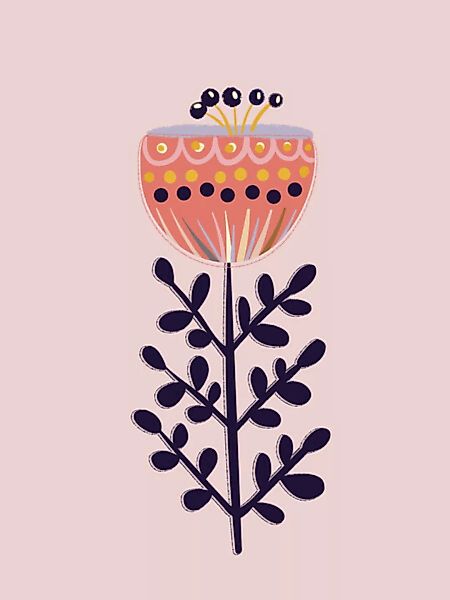 Poster / Leinwandbild - Single Flower On Pink Background günstig online kaufen