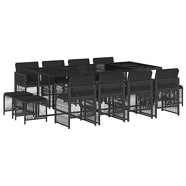 vidaXL 13-Tlg Garten-Essgruppe mit Kissen Schwarz Poly Rattan 3210979 günstig online kaufen
