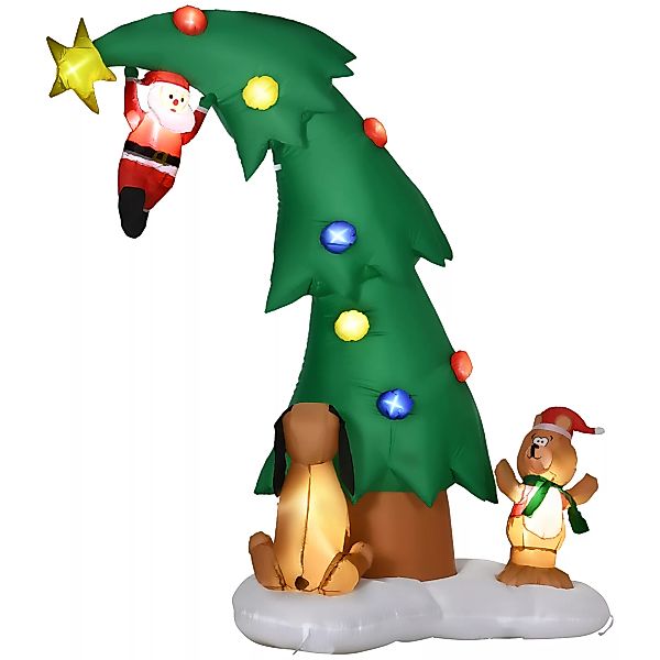 HOMCOM Aufblasbarer Weihnachtsbaum Weihnachtsmann 223 cm Weihnachtsdeko Wei günstig online kaufen