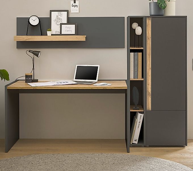 Furn.Design Schreibtisch Center (Büromöbel Set, 4-teilig inklusive Schrank günstig online kaufen