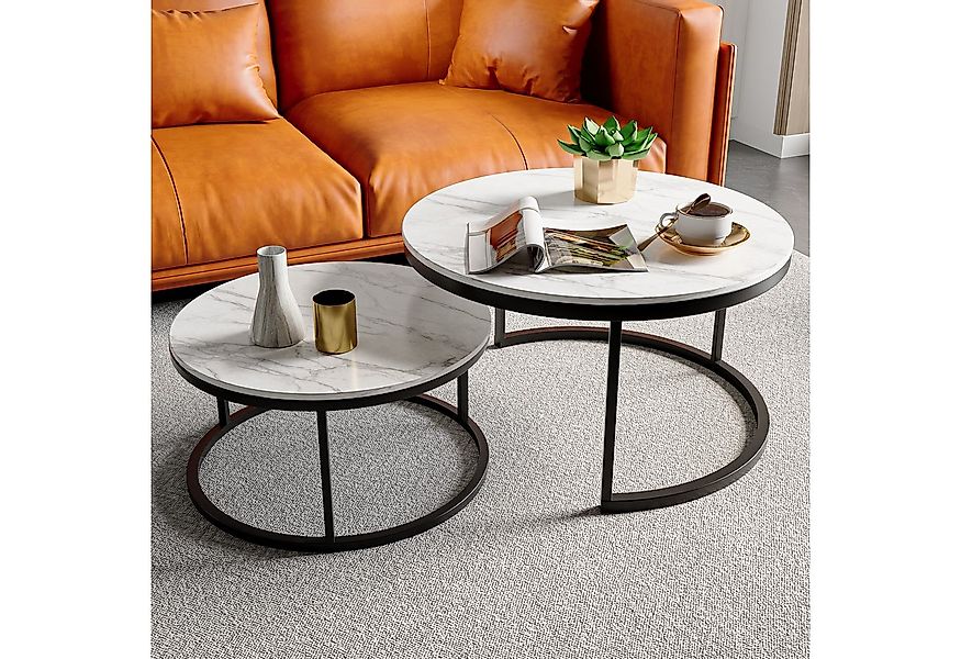 Furnishings Home Couchtisch rund Kaffeetisch Beistelltisch Satztische 2er S günstig online kaufen