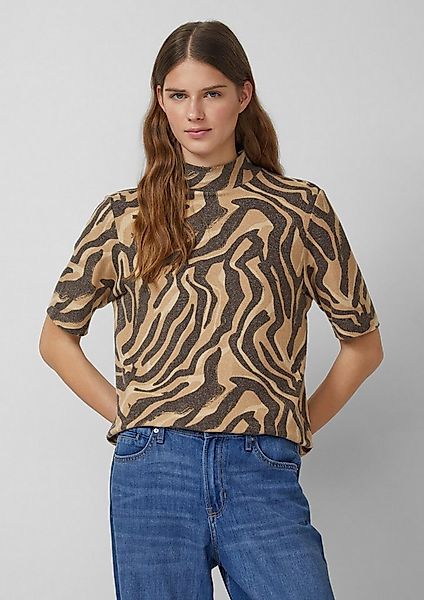 s.Oliver Kurzarmshirt T-Shirt Weiches Shirt mit Animal-Print und Stehkragen günstig online kaufen