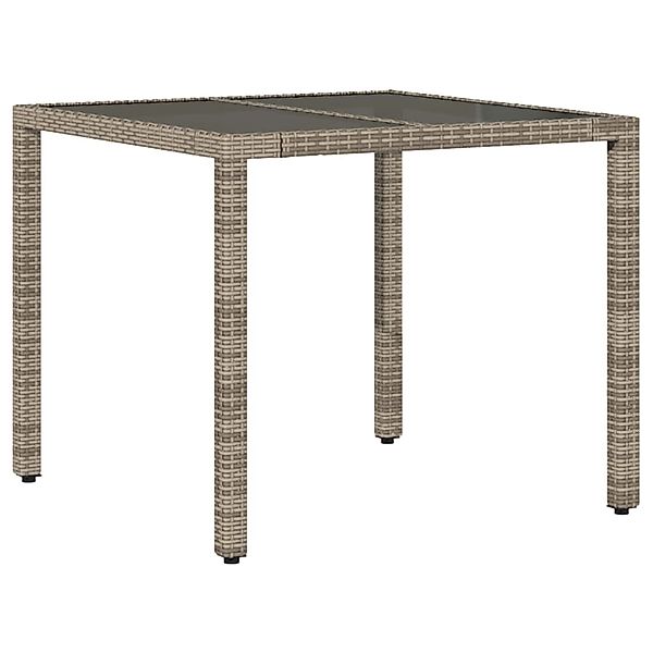 vidaXL Gartentisch mit Glasplatte Grau 90x90x75 cm Poly Rattan 365526 günstig online kaufen