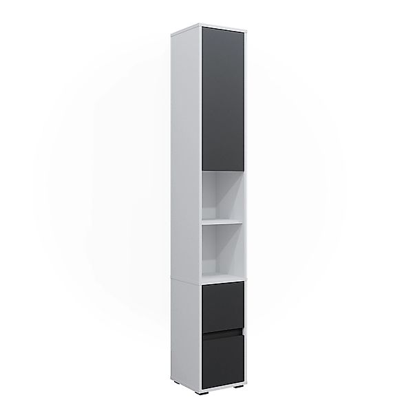 Vicco Wäscheschrank Maltin Weiß 30 x 189 cm mit einer Tür und Zwei Schublad günstig online kaufen