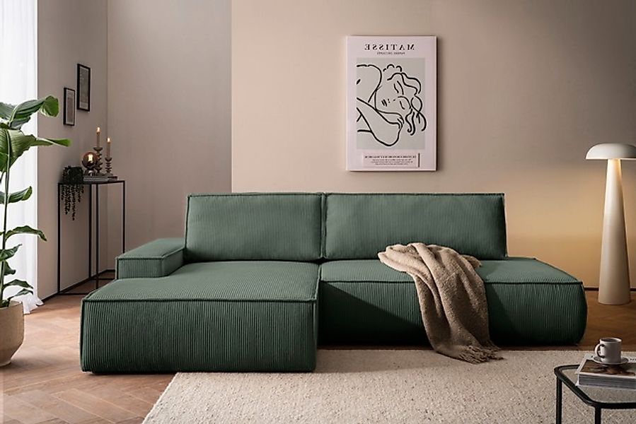 Home affaire Ecksofa »SHERWOOD, Schlafsofa in L-Form offen (275cm), Cord, L günstig online kaufen