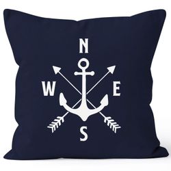 MoonWorks Dekokissen Maritimer Kissen-Bezug Anker Kompass günstig online kaufen
