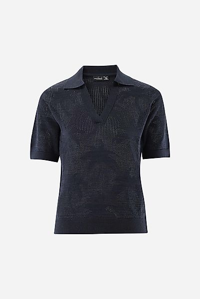 Poloshirt aus Ajoure Strick mit Palmen Design günstig online kaufen