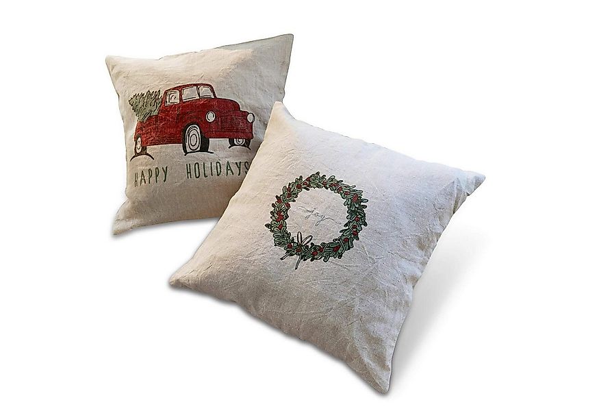 Mirabeau Kissenhülle Kissenhülle 2er Set Camon beige/rot günstig online kaufen