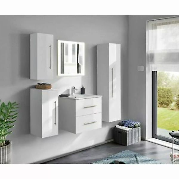 Lomadox Badezimmer Waschplatz und Schränke HELLA-02 Badmöbel-Set in weiß Ho günstig online kaufen