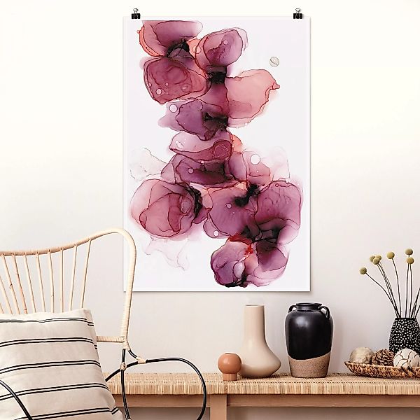 Poster Wilde Blüten in Violett und Gold günstig online kaufen