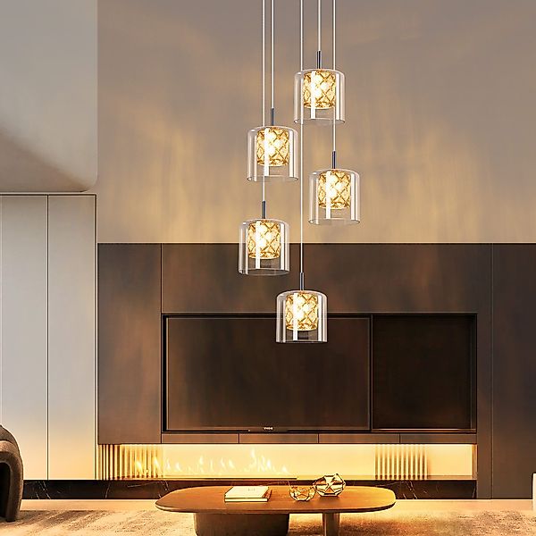 Nettlife Pendelleuchte Esszimmer Kristall Glas G9 günstig online kaufen